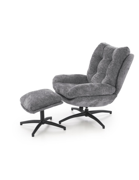 PESTO fotel z podnóżkiem / funkcja kołyski,  popielaty