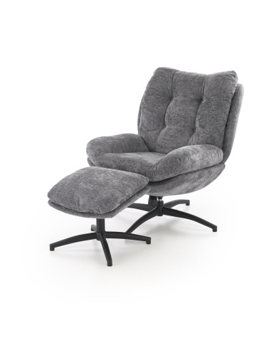 PESTO fotel z podnóżkiem / funkcja kołyski,  popielaty