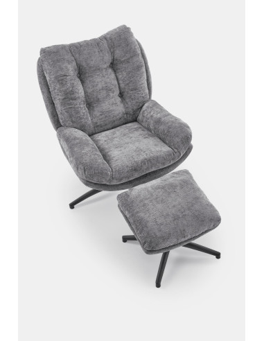 PESTO fotel z podnóżkiem / funkcja kołyski,  popielaty