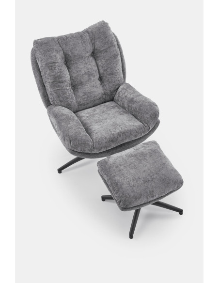 PESTO fotel z podnóżkiem / funkcja kołyski,  popielaty