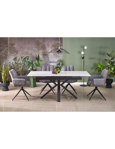 PLATAN stół rozkładany, biąły marmur / czarny (2p 1szt)