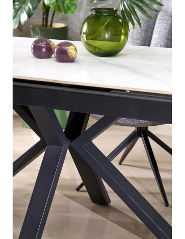 PLATAN stół rozkładany, biąły marmur / czarny (2p 1szt)