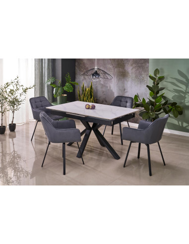 PLATAN stół rozkładany, biąły marmur / czarny (2p 1szt)