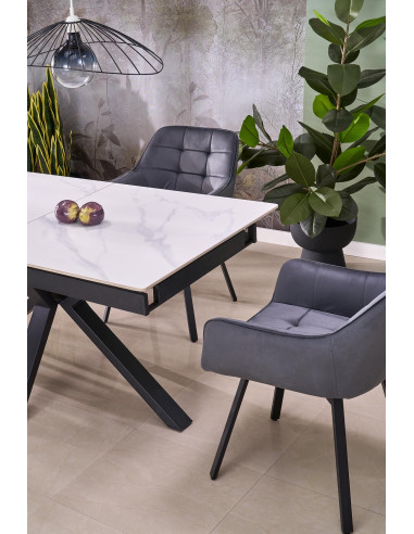 PLATAN stół rozkładany, biąły marmur / czarny (2p 1szt)