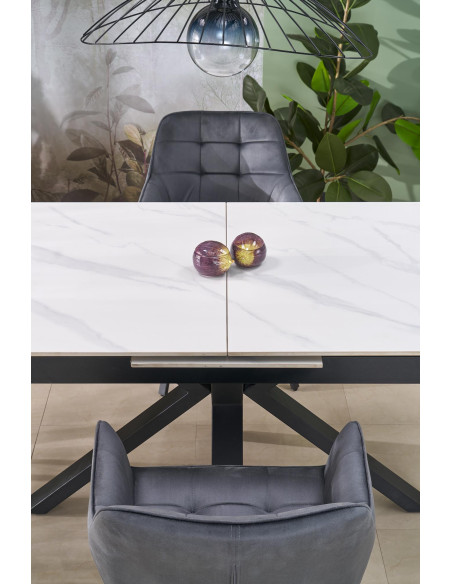 PLATAN stół rozkładany, biąły marmur / czarny (2p 1szt)