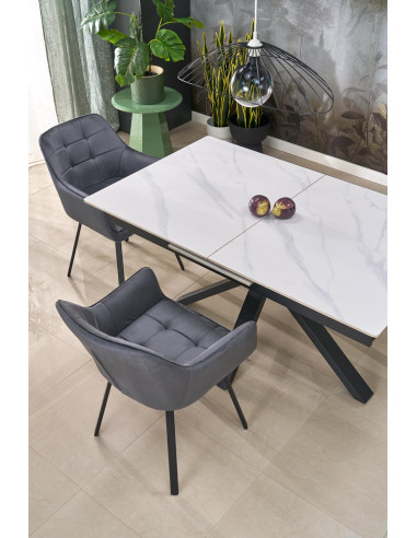 PLATAN stół rozkładany, biąły marmur / czarny (2p 1szt)