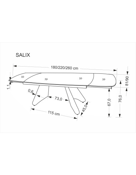 SALIX stół rozkładany, trawertyn / kaszmir (2p 1szt)