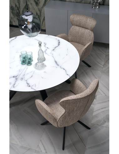 VERTIGO stół rozkładany, blat - biały marmur, nogi - czarny (2p 1szt)