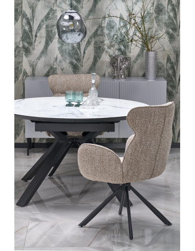 VERTIGO stół rozkładany, blat - biały marmur, nogi - czarny (2p 1szt)