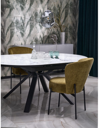 VERTIGO stół rozkładany, blat - biały marmur, nogi - czarny (2p 1szt)