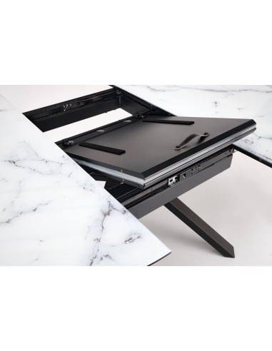 VERTIGO stół rozkładany, blat - biały marmur, nogi - czarny (2p 1szt)