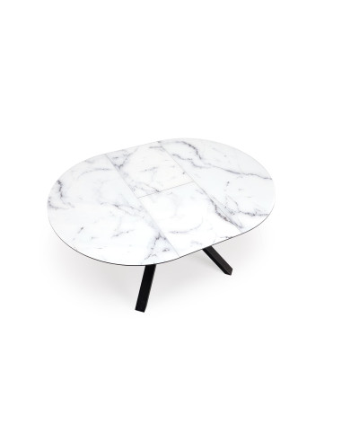 VERTIGO stół rozkładany, blat - biały marmur, nogi - czarny (2p 1szt)