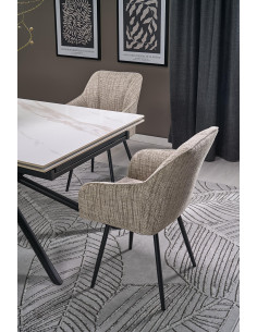 VITORINO stół rozkładany, blat - biały marmur, nogi - czarny (2p 1szt) 2