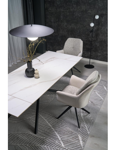 VITORINO stół rozkładany, blat - biały marmur, nogi - czarny (2p 1szt)