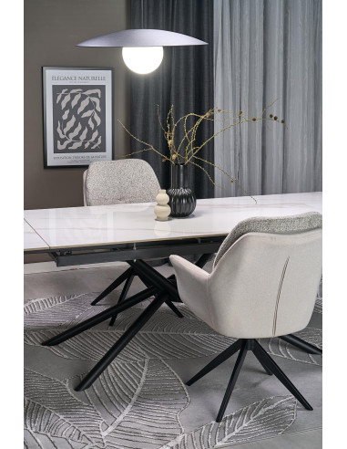 VITORINO stół rozkładany, blat - biały marmur, nogi - czarny (2p 1szt)