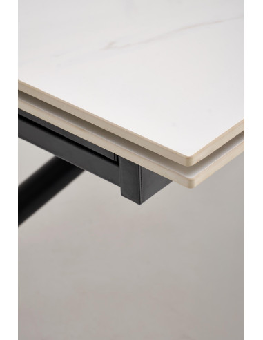 VITORINO stół rozkładany, blat - biały marmur, nogi - czarny (2p 1szt)