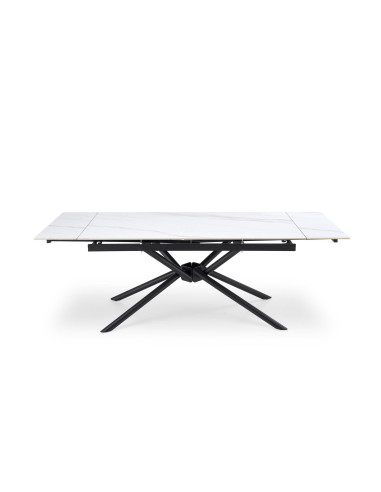 VITORINO stół rozkładany, blat - biały marmur, nogi - czarny (2p 1szt)