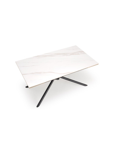 VITORINO stół rozkładany, blat - biały marmur, nogi - czarny (2p 1szt)