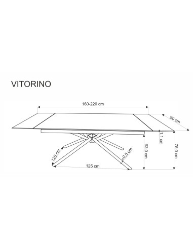 VITORINO stół rozkładany, blat - biały marmur, nogi - czarny (2p 1szt)