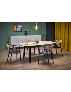 BARRIL stół rozkładany 130-170x80x72 cm dąb artisan/czarny