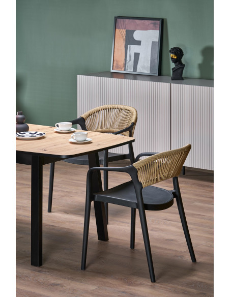 BARRIL stół rozkładany 130-170x80x72 cm dąb artisan/czarny