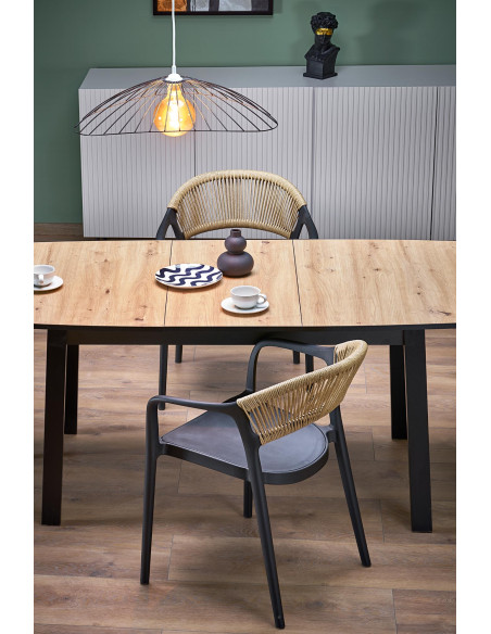 BARRIL stół rozkładany 130-170x80x72 cm dąb artisan/czarny