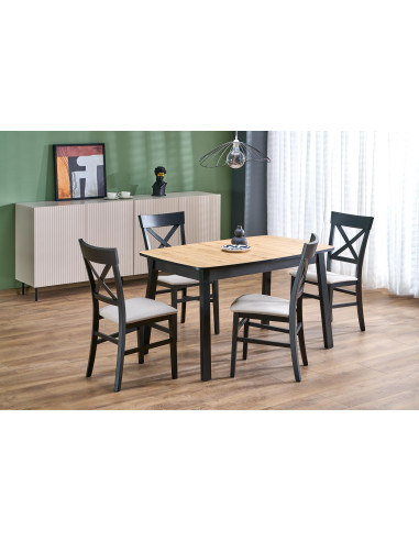 BARRIL stół rozkładany 130-170x80x72 cm dąb artisan/czarny