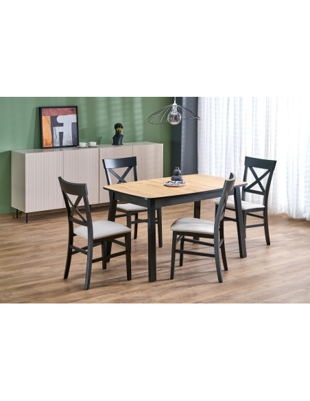 BARRIL stół rozkładany 130-170x80x72 cm dąb artisan/czarny