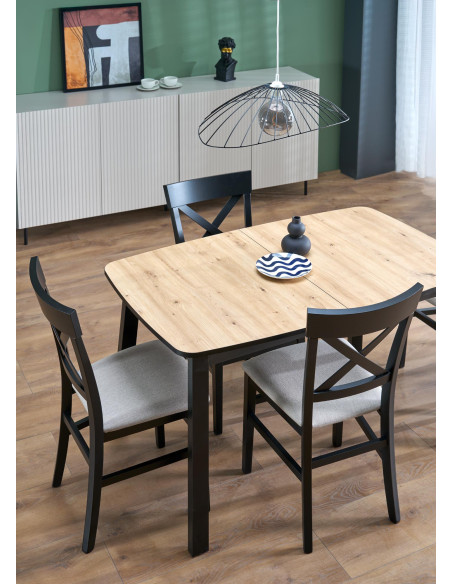 BARRIL stół rozkładany 130-170x80x72 cm dąb artisan/czarny