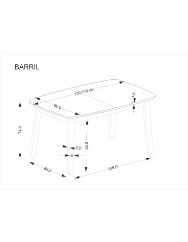 BARRIL stół rozkładany 130-170x80x72 cm dąb artisan/czarny