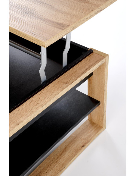 BETTY ława z podnoszonym blatem dąb artisan / czarny