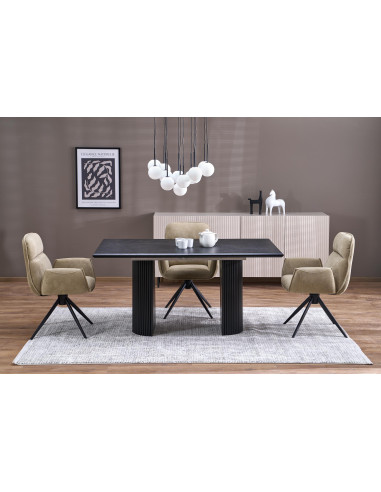 BOLERO stół rozkładany 160-250x90x78 cm dąb naturalny/czarny