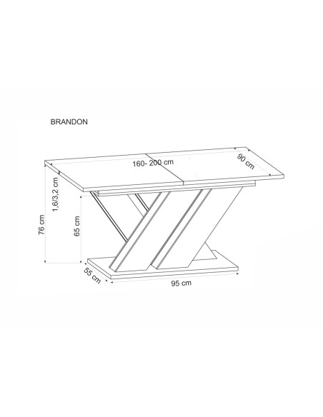 BRANDON stół rozkładany 160-200/90 cm kaszmir/dąb cremona evoke (2p 1szt)