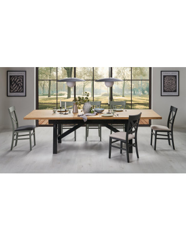 FIESTA stół rozkładany 200-280x100x77 cm dąb naturalny/czarny