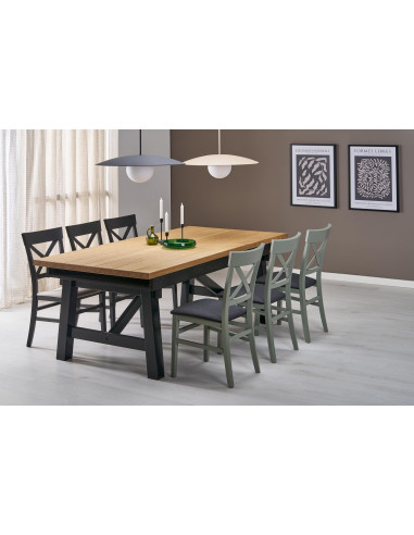 FIESTA stół rozkładany 200-280x100x77 cm dąb naturalny/czarny