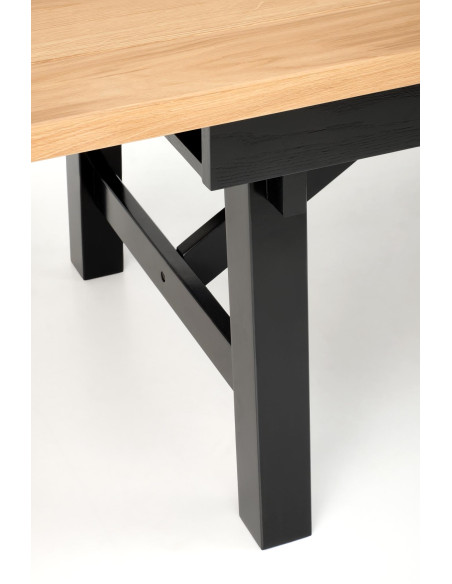 FIESTA stół rozkładany 200-280x100x77 cm dąb naturalny/czarny