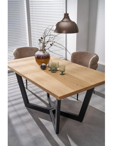 MASSIVE 2 stół rozkładany 160-250x90x77 cm dąb naturalny/czarny (2p 1szt)