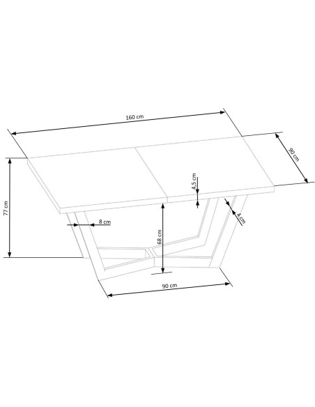 MASSIVE 2 stół rozkładany 160-250x90x77 cm dąb naturalny/czarny (2p 1szt)