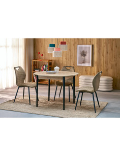 PIVOT stół rozkładany 102-142x102x75 cm, blat - dąb artisan, nogi - black