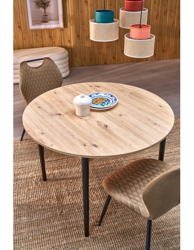 PIVOT stół rozkładany 102-142x102x75 cm, blat - dąb artisan, nogi - black