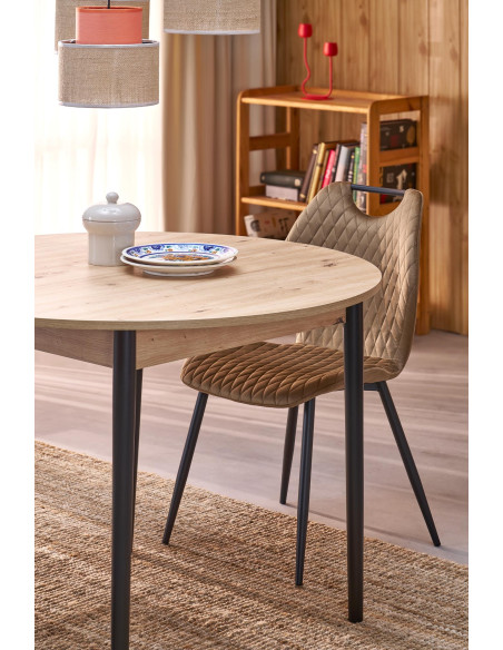 PIVOT stół rozkładany 102-142x102x75 cm, blat - dąb artisan, nogi - black