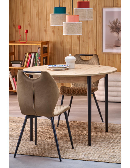 PIVOT stół rozkładany 102-142x102x75 cm, blat - dąb artisan, nogi - black