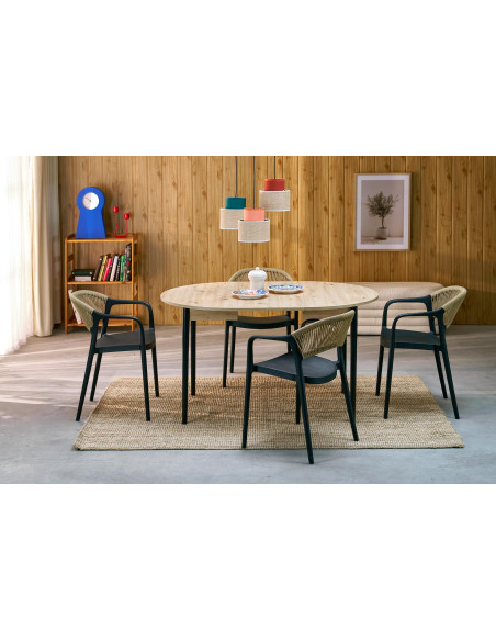 PIVOT stół rozkładany 102-142x102x75 cm, blat - dąb artisan, nogi - black