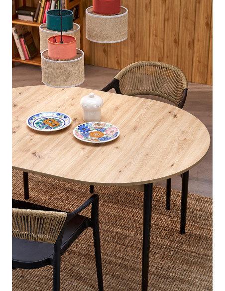 PIVOT stół rozkładany 102-142x102x75 cm, blat - dąb artisan, nogi - black