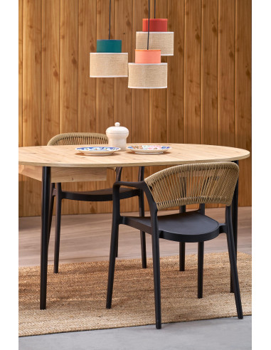 PIVOT stół rozkładany 102-142x102x75 cm, blat - dąb artisan, nogi - black