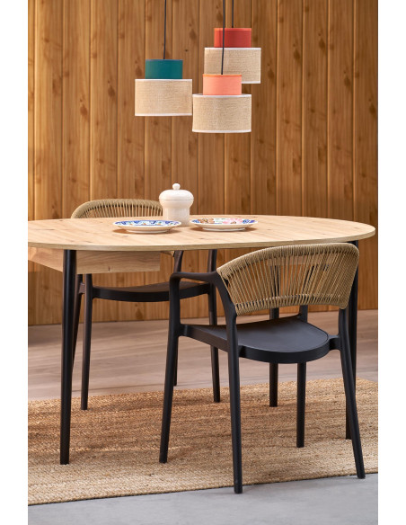 PIVOT stół rozkładany 102-142x102x75 cm, blat - dąb artisan, nogi - black