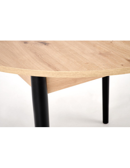 PIVOT stół rozkładany 102-142x102x75 cm, blat - dąb artisan, nogi - black