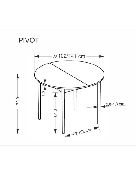 PIVOT stół rozkładany 102-142x102x75 cm, blat - dąb artisan, nogi - black