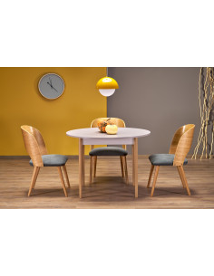 PIVOT stół rozkładany 102-142x102x75 cm, blat - kaszmir, nogi - naturalny