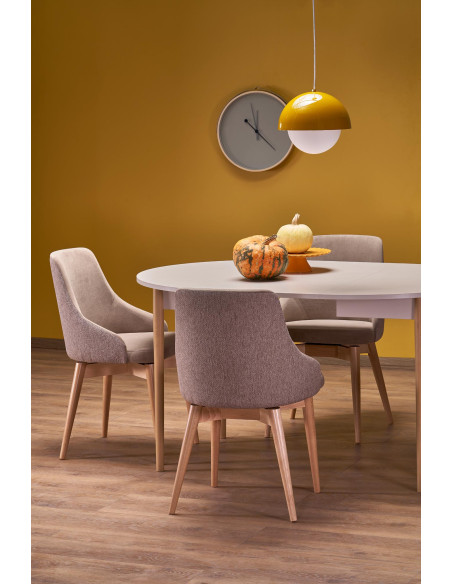 PIVOT stół rozkładany 102-142x102x75 cm, blat - kaszmir, nogi - naturalny